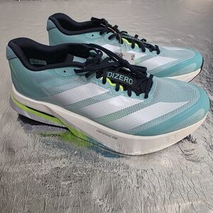 NWT New Adidas Adizero Boston 13 Aqua Lucid Lemon Running JS4945 Men 11.5 NO BOX